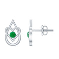 Real Emerald Teardrop and Heart Stud Earrings