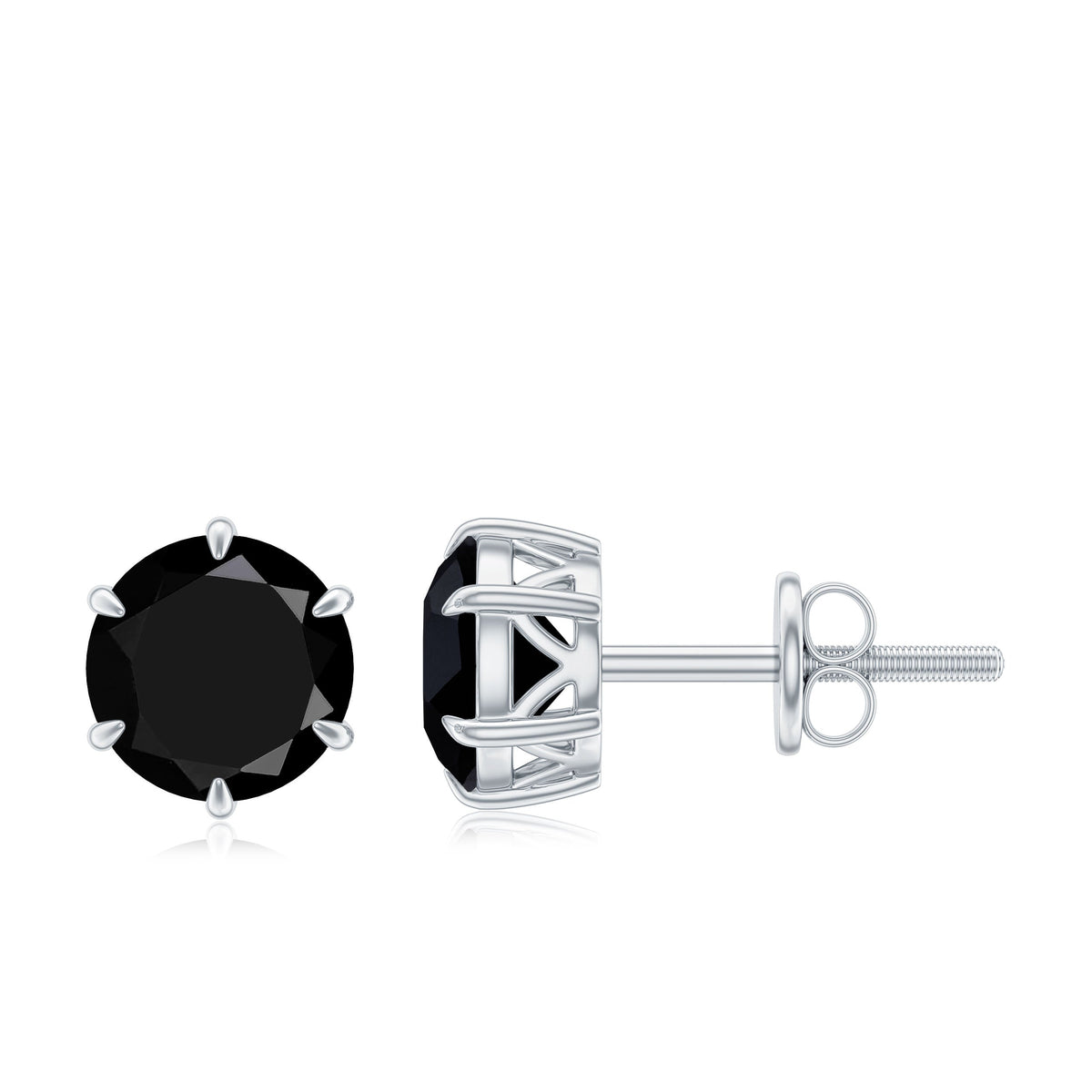 Natural Black Onyx December Birthstone Earrings with Screw Back
