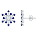 Lab Grown Blue Sapphire and Diamond Snowflake Stud Earrings