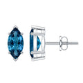 Marquise London Blue Topaz Solitaire Studs in Basket Setting