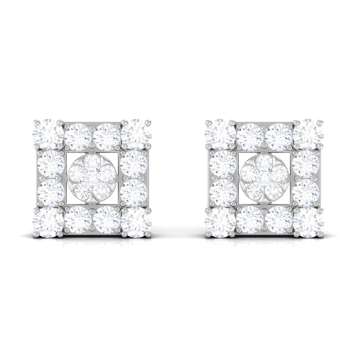 Certified Moissanite Square Stud Earrings