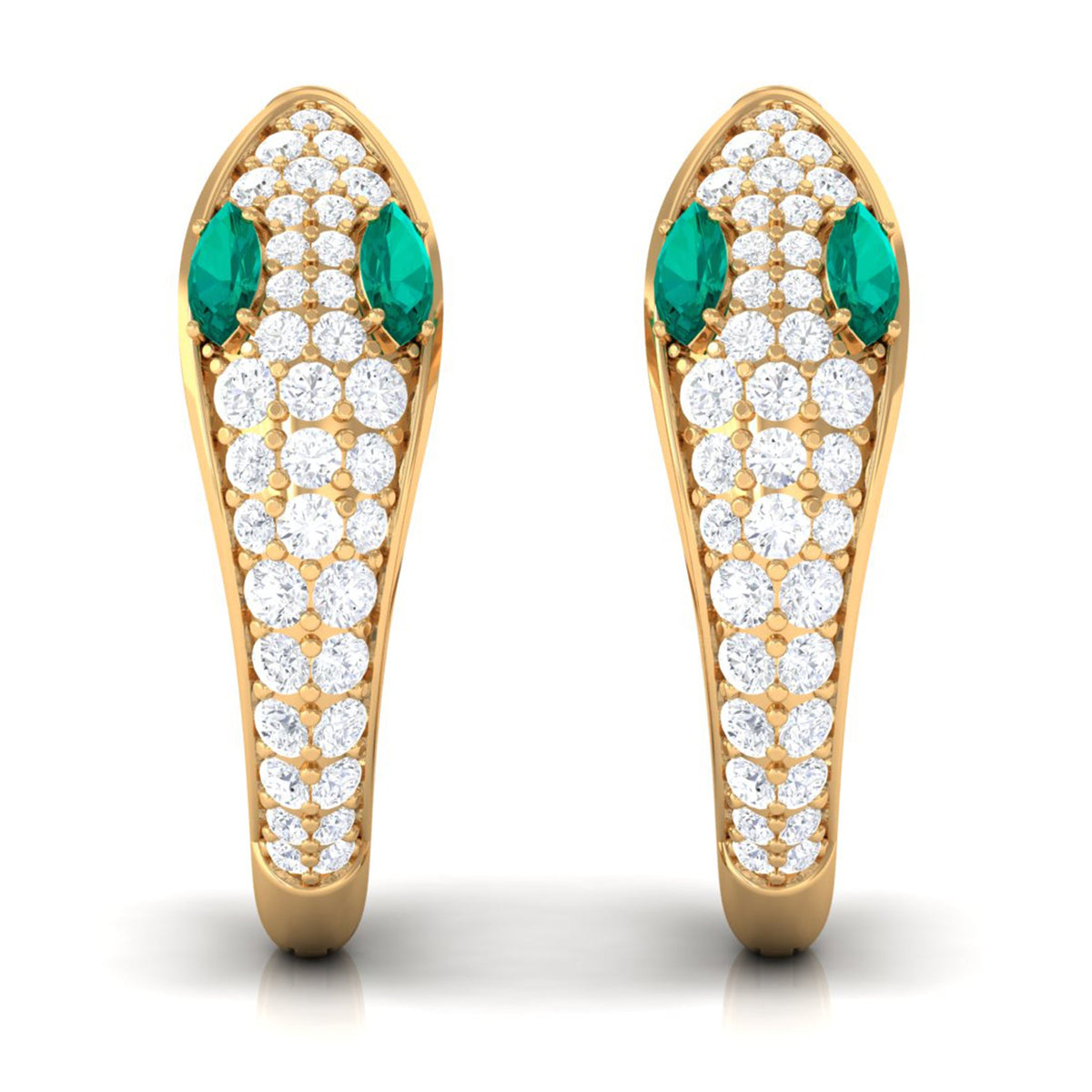 Emerald and Diamond Snake Hinged Hoop Earrings