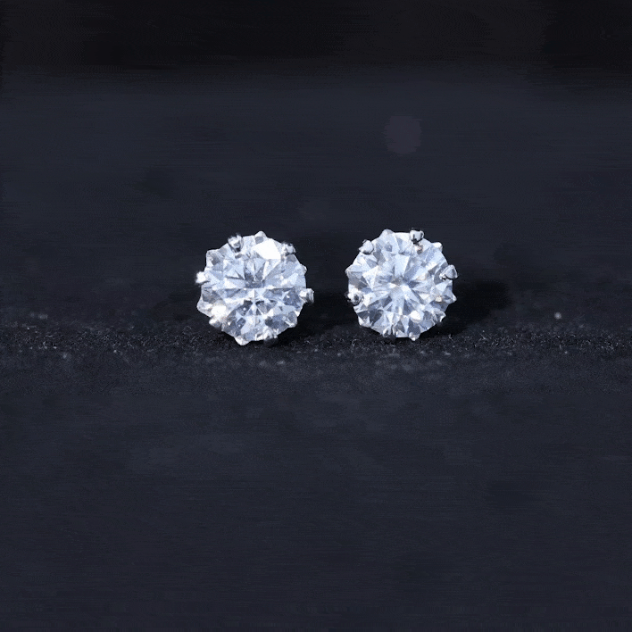Brilliant Cut Moissanite Solitaire Stud Earrings in Decorative Setting