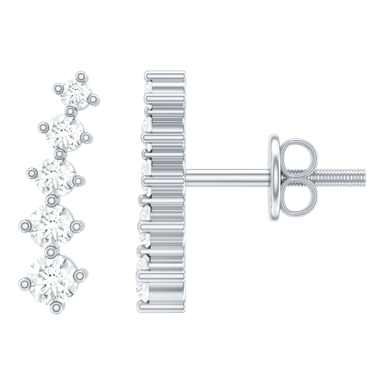 Graduated Style Diamond Climber Earrings