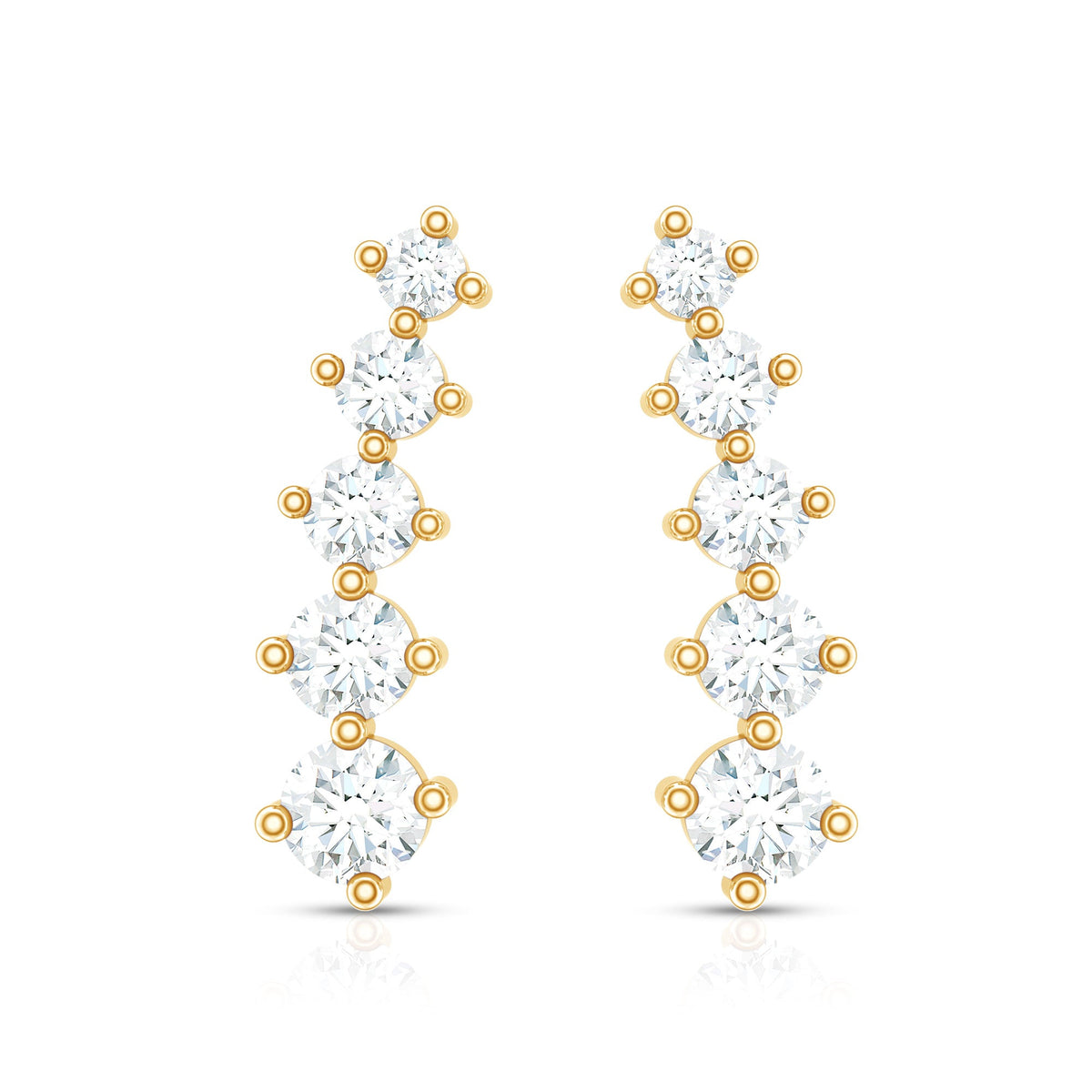Graduated Style Diamond Climber Earrings