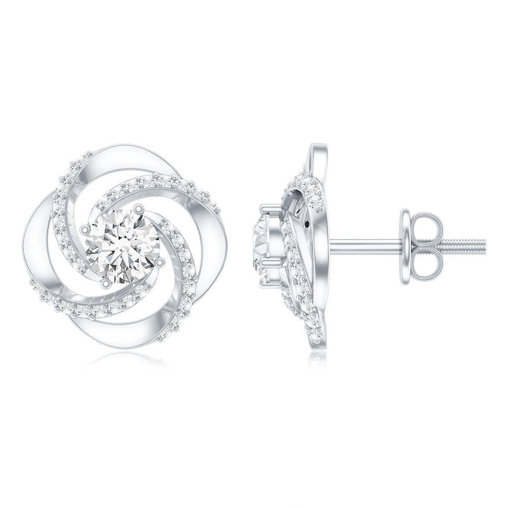 1 CT Round Shape Moissanite Swirl Stud Earrings