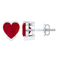 1.3 CT Heart Shape Ruby Solitaire Stud Earrings