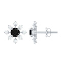 Certified Natural Black Spinel Snowflake Earrings with Diamond