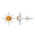 Certified Real Citrine Snowflake Earrings with Diamond