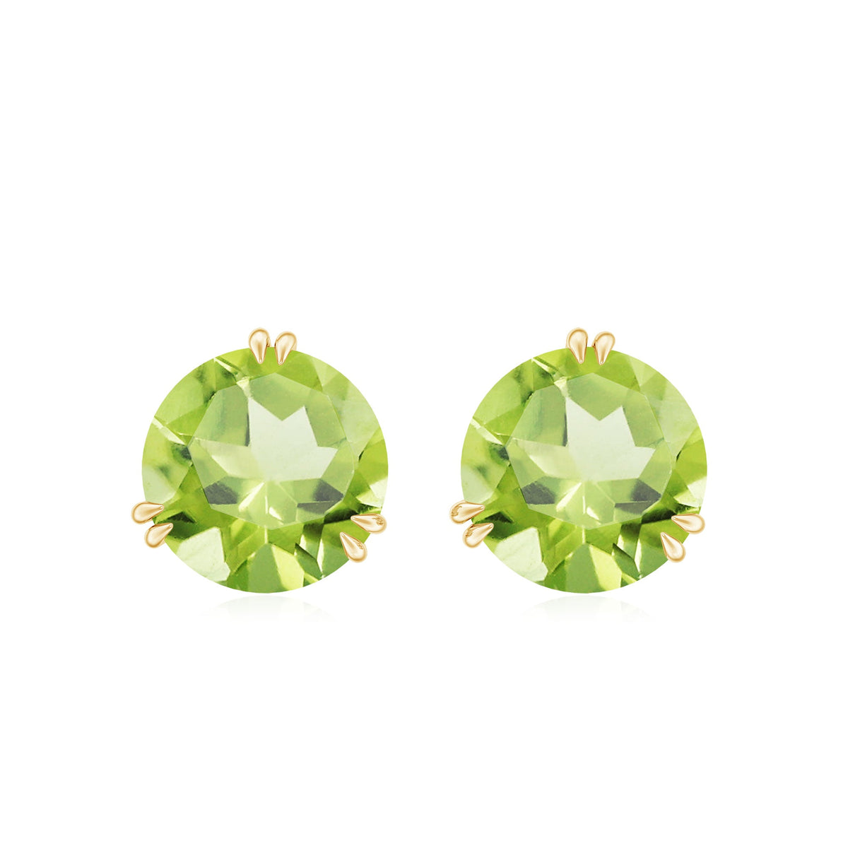 Natural 4 Carat August Birthstone Peridot Stud Earrings with Screw Back