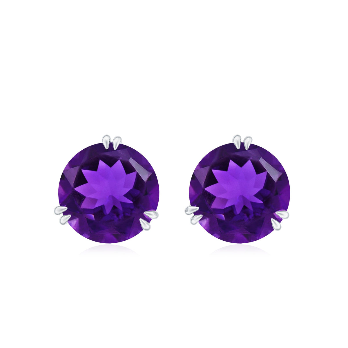 Natural 2.4 Carat Solitaire Amethyst Stud Earrings with Certificate