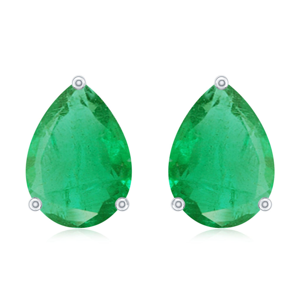 1.3 Carat Pear Cut Emerald Solitaire Stud Earrings