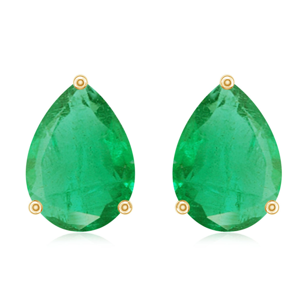 1.3 Carat Pear Cut Emerald Solitaire Stud Earrings