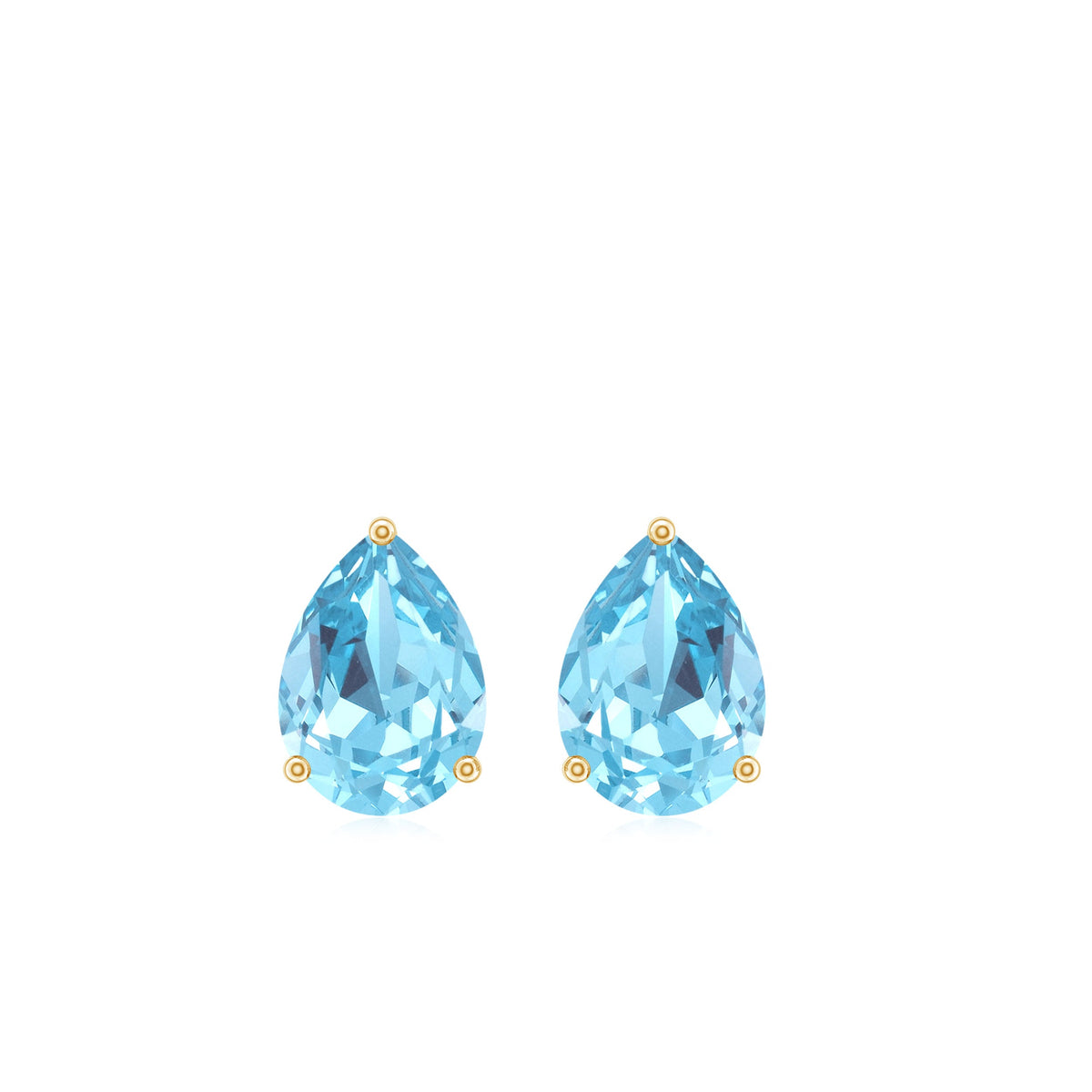 Natural Pear Shape Aquamarine Stud Earrings with Screw Back
