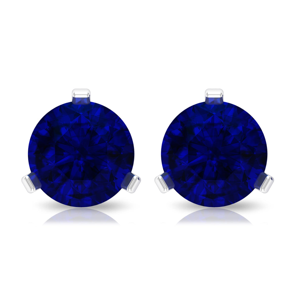 Blue Sapphire Solitaire Stud Earrings