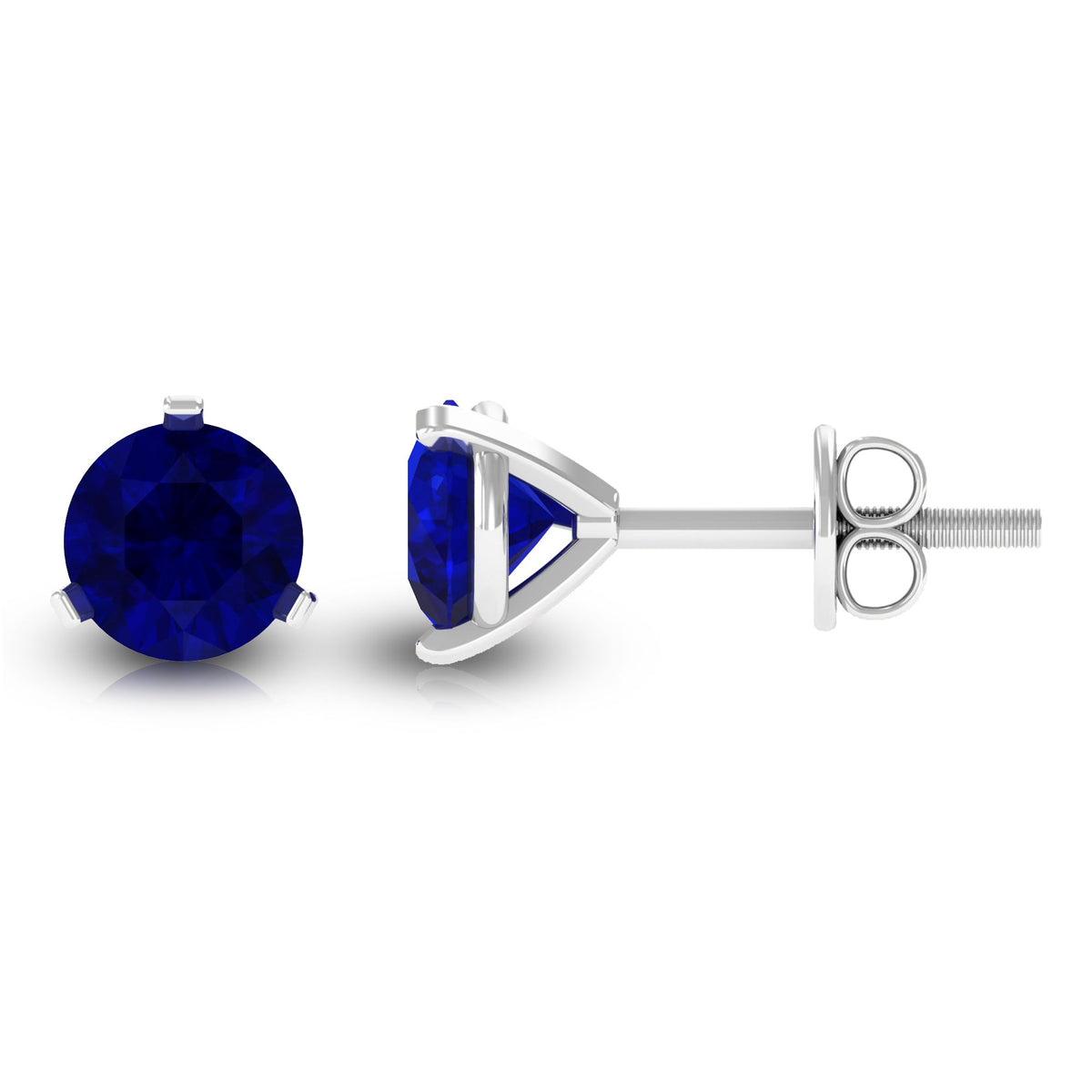 Blue Sapphire Solitaire Stud Earrings