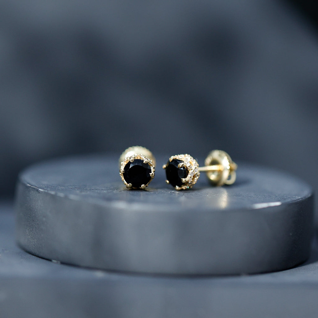 Black Onyx Wedding Stud Earrings with Diamonds