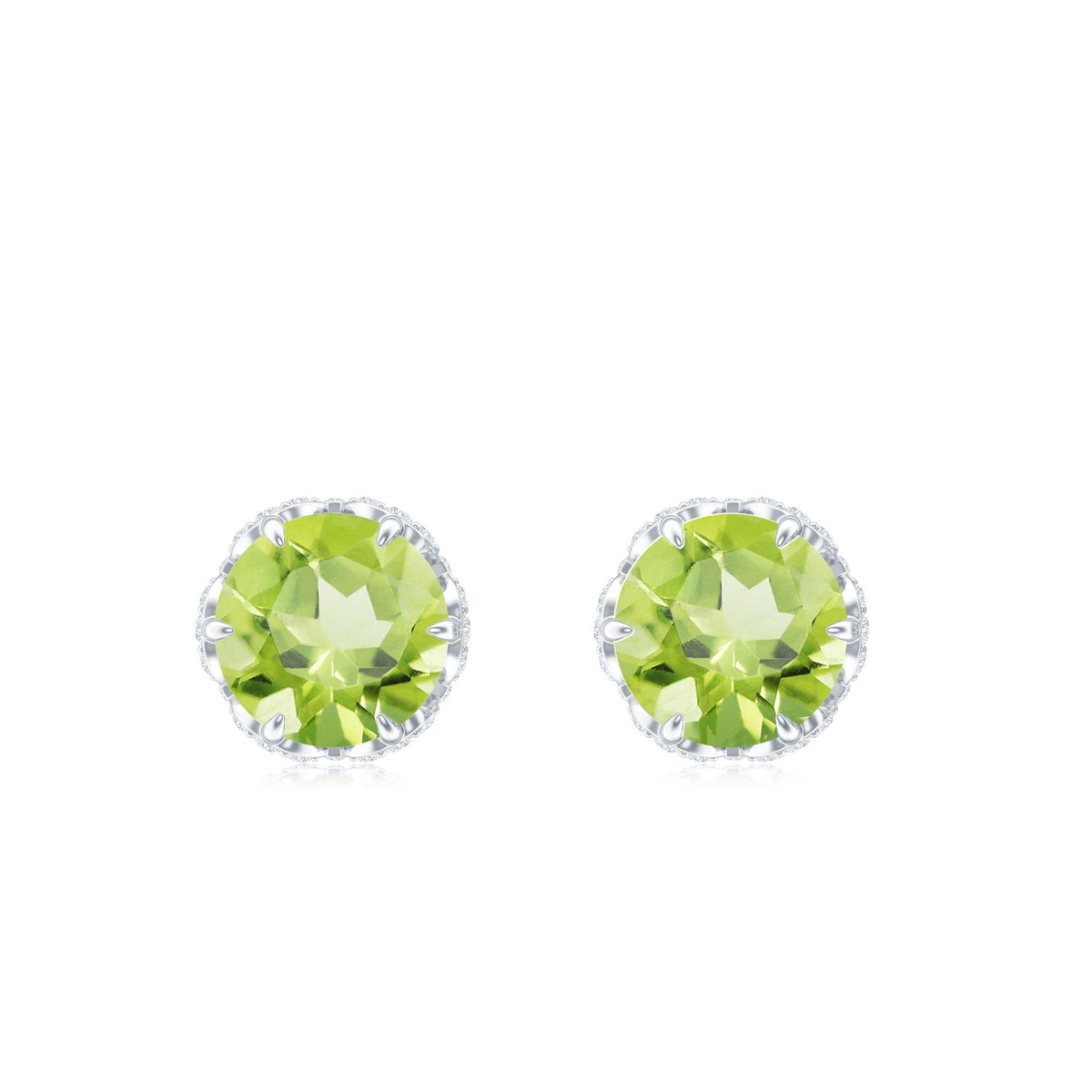 Designer 1 Carat Peridot Stud Earrings with Diamond