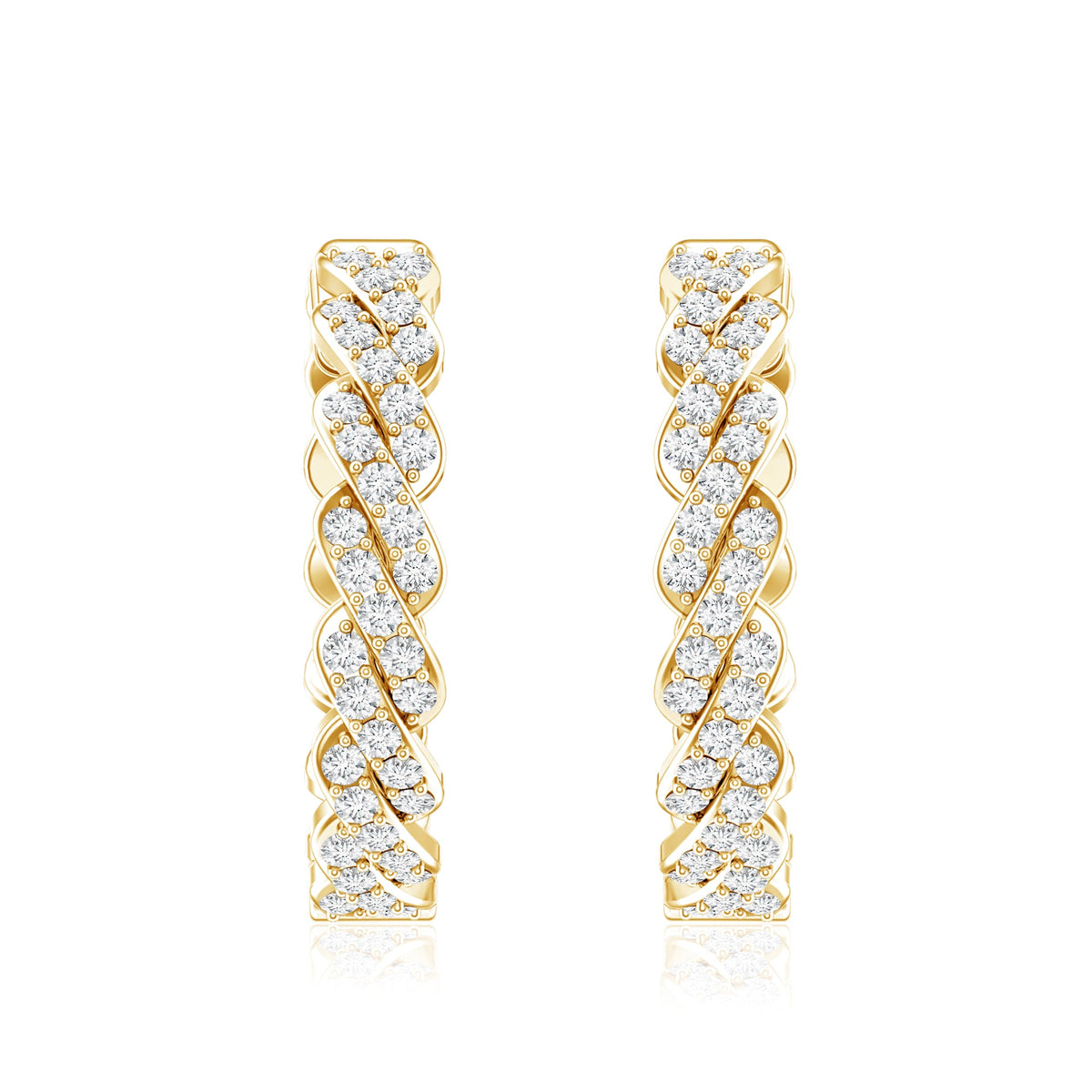 Natural Diamond Twisted Hoop Earrings with Certificate