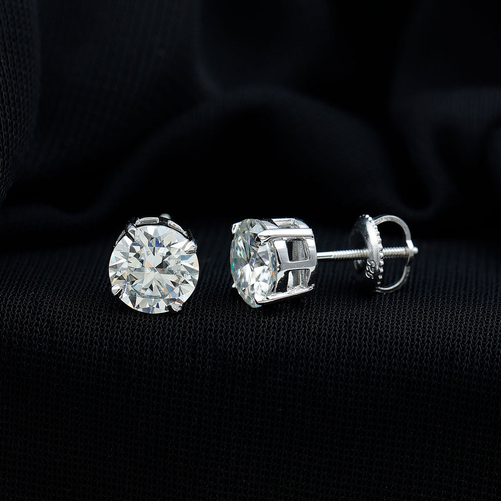2.7 Carat Round Moissanite Studs in Claw Setting