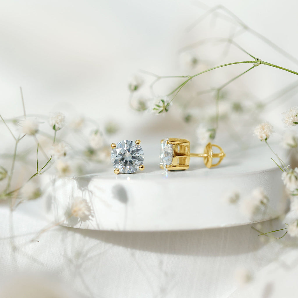 2.7 Carat Round Moissanite Studs in Claw Setting