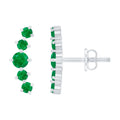 Graduated Natural Emerald Ear Climber Earrings for Women
