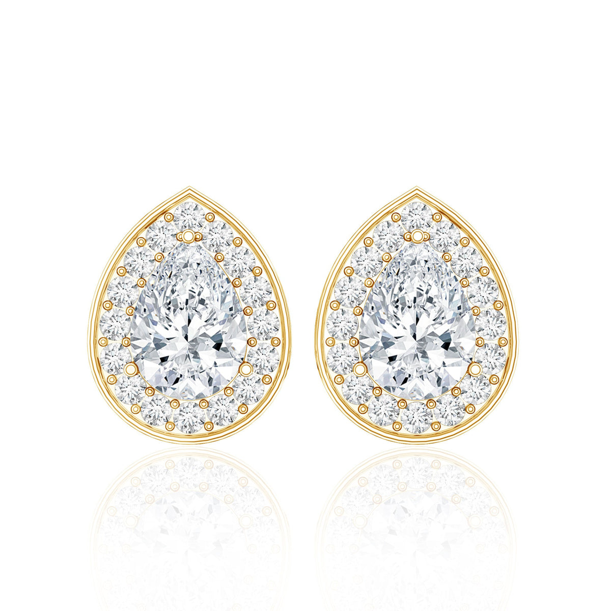 Certified Pear Shape Moissanite Teardrop Earrings with Halo
