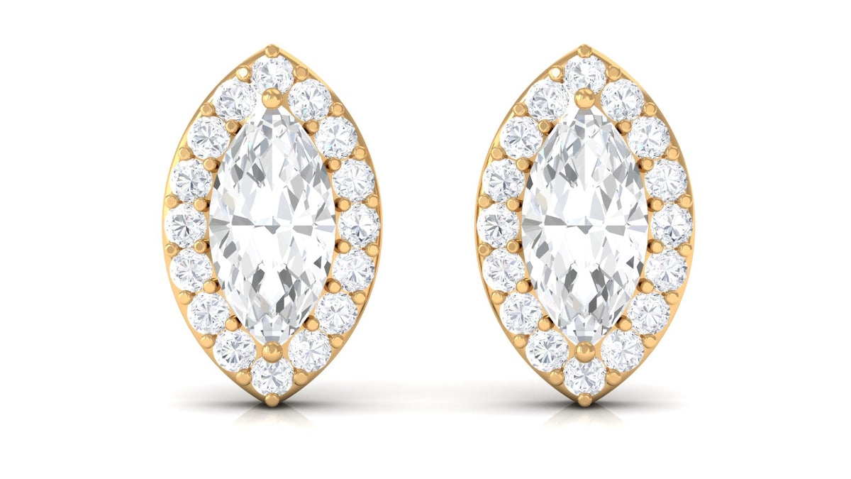 Certified Marquise Moissanite Stud Earrings with Halo