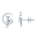 Diamond Cat Moon Stud Earrings for Women