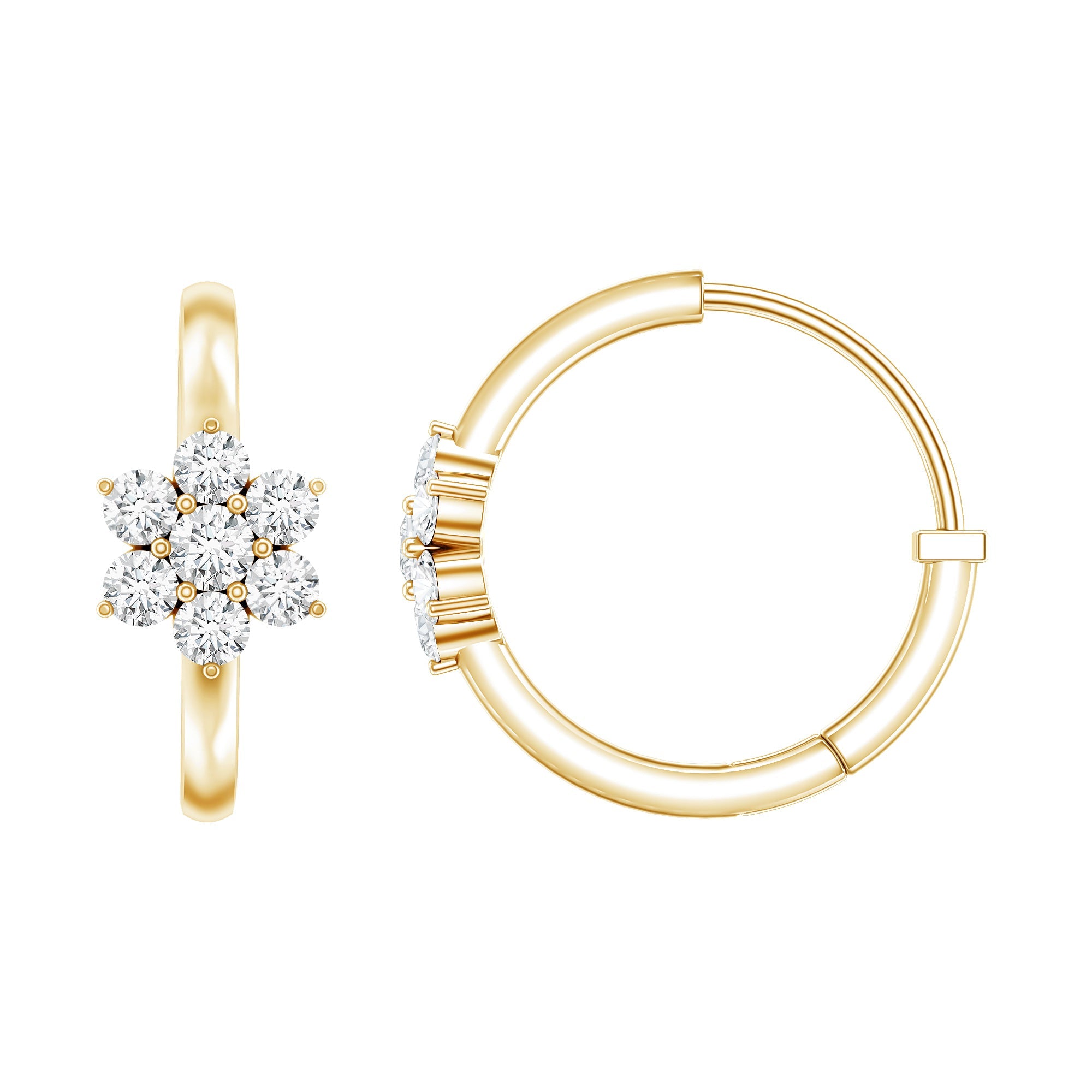 Diamond Flower Hoop Earrings For Her