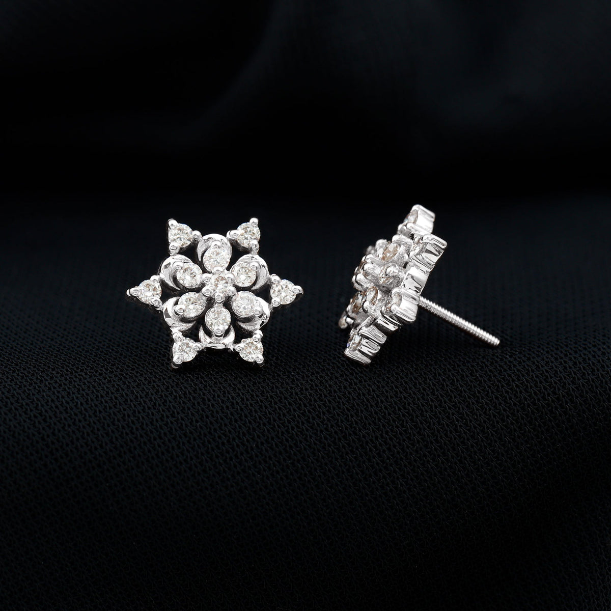 Certified Diamond Snowflake Stud Earrings