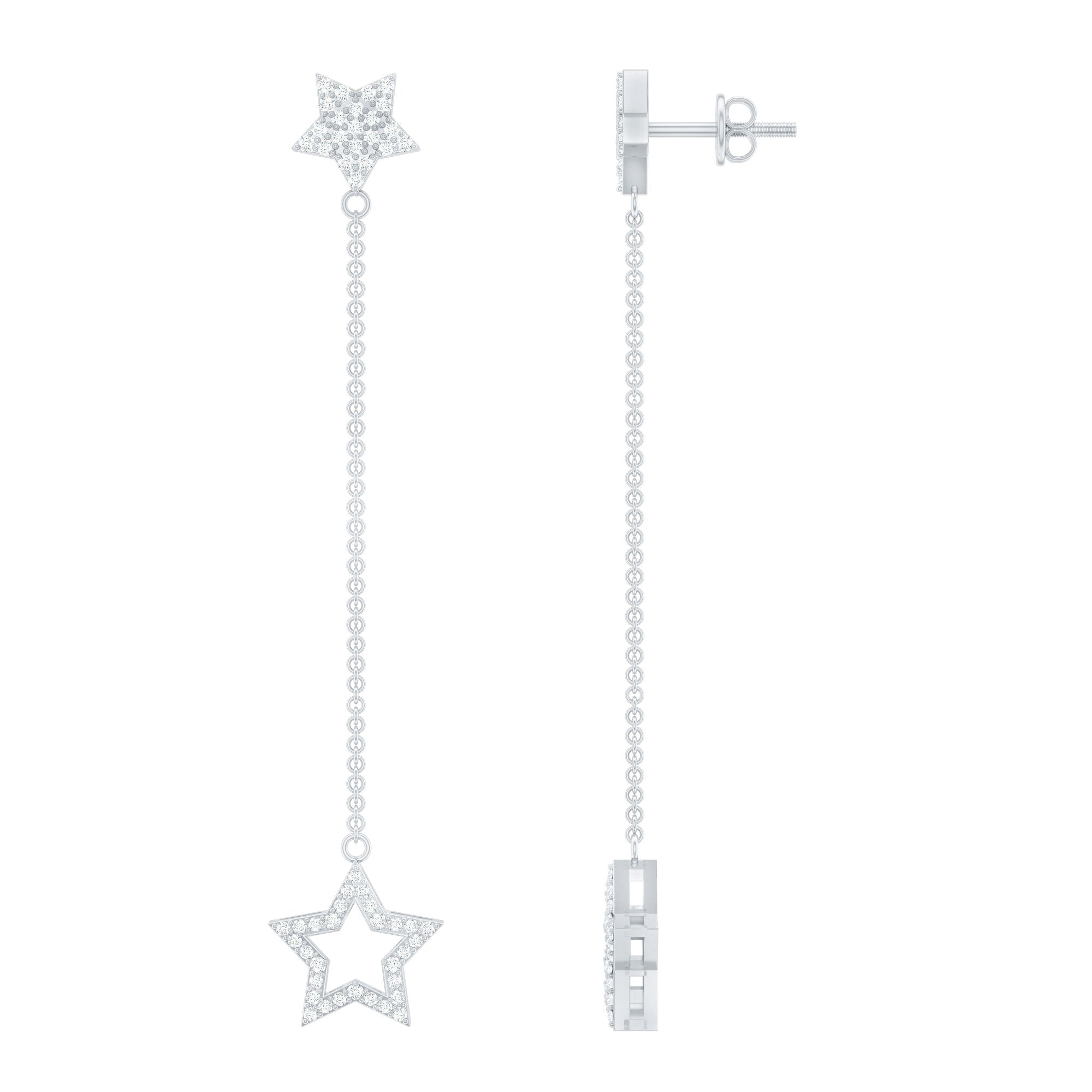 Certified Diamond Star Chain Earrings