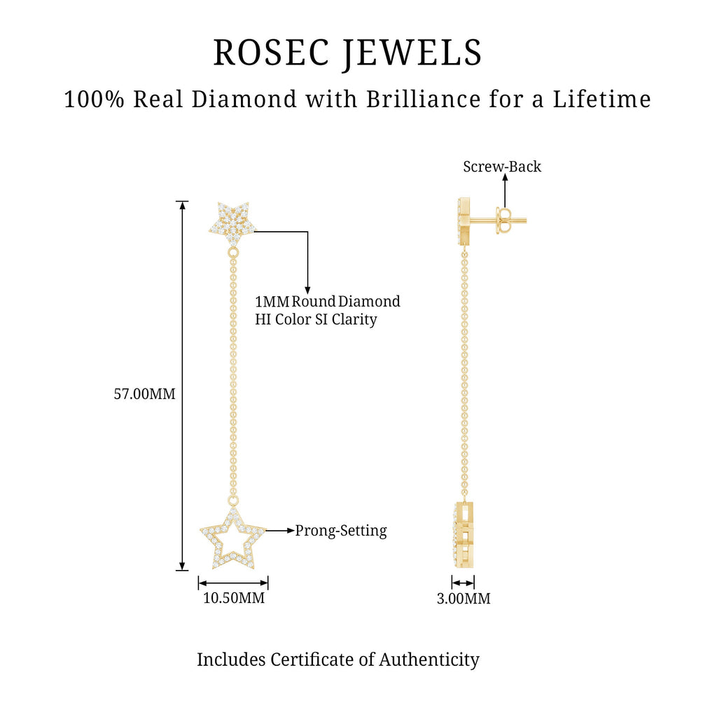 Certified Diamond Star Chain Earrings