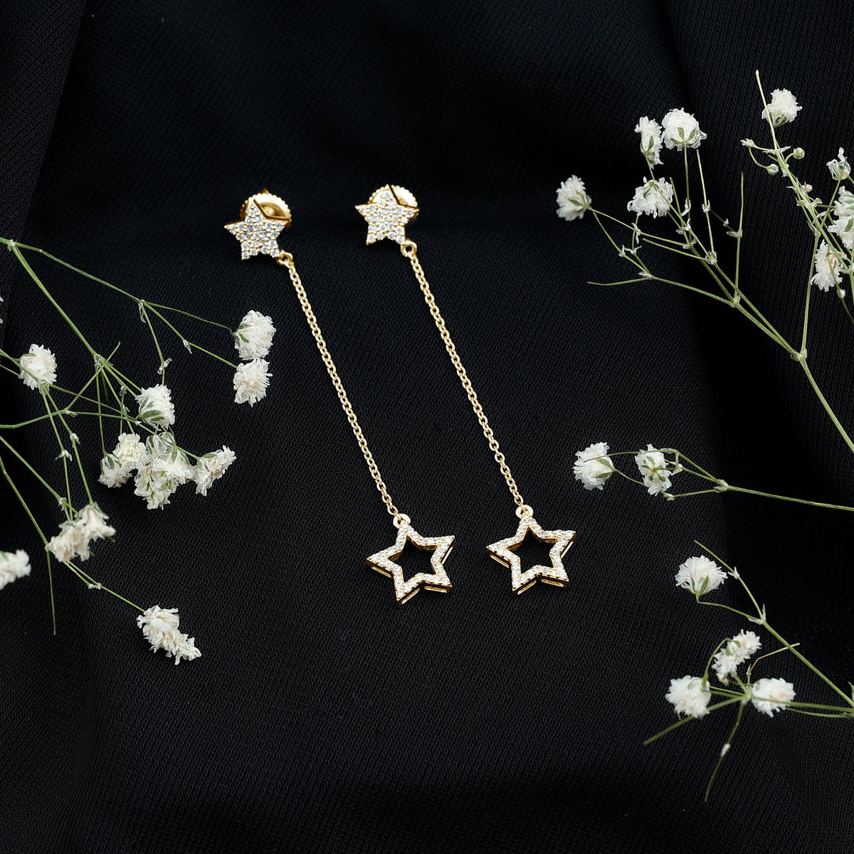 Certified Diamond Star Chain Earrings
