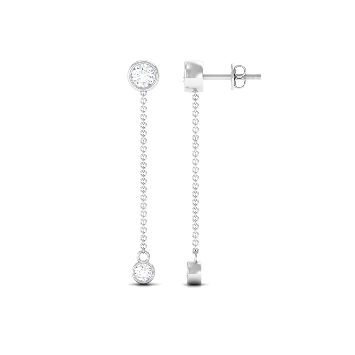 Certified Moissanite Long Chain Dangle Earrings
