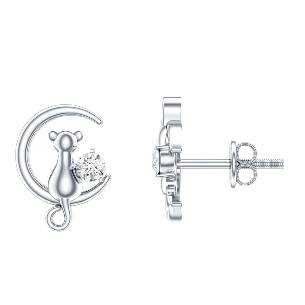 Certified Cat Moon Earrings with Moissanite