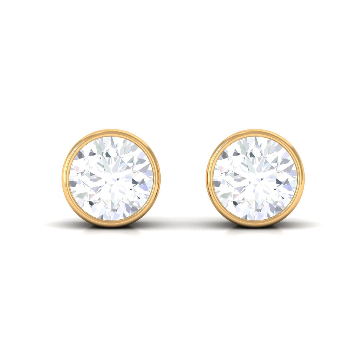 Bezel Set Round Shape Solitaire Moissanite Stud Earrings