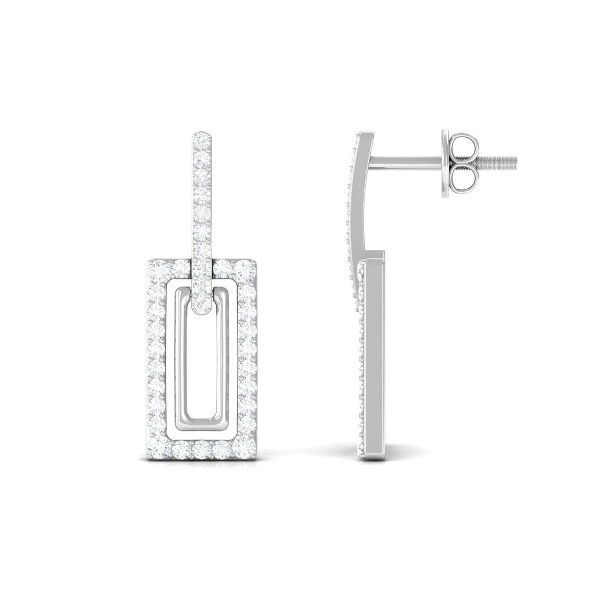 Certified Moissanite Rectangle Shape Dangle Earrings