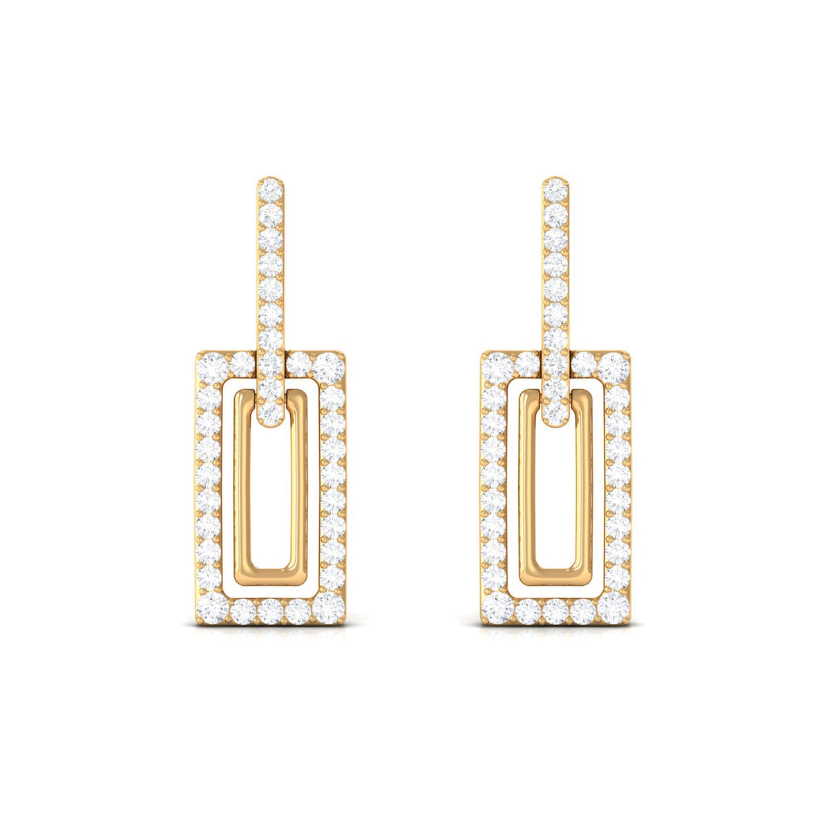Certified Moissanite Rectangle Shape Dangle Earrings