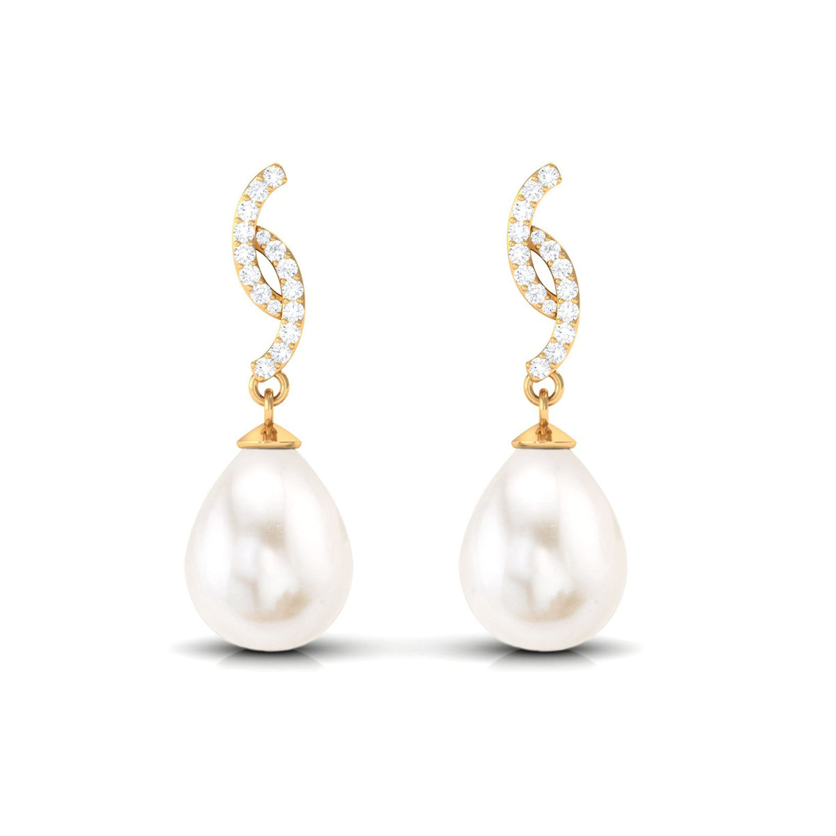 Freshwater Pearl Contemporary Drop Earring with Diamond
