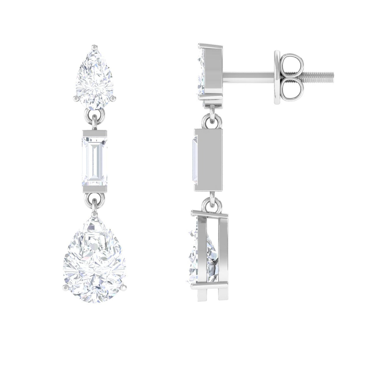 Certified Moissanite Dangle Earrings for Bride