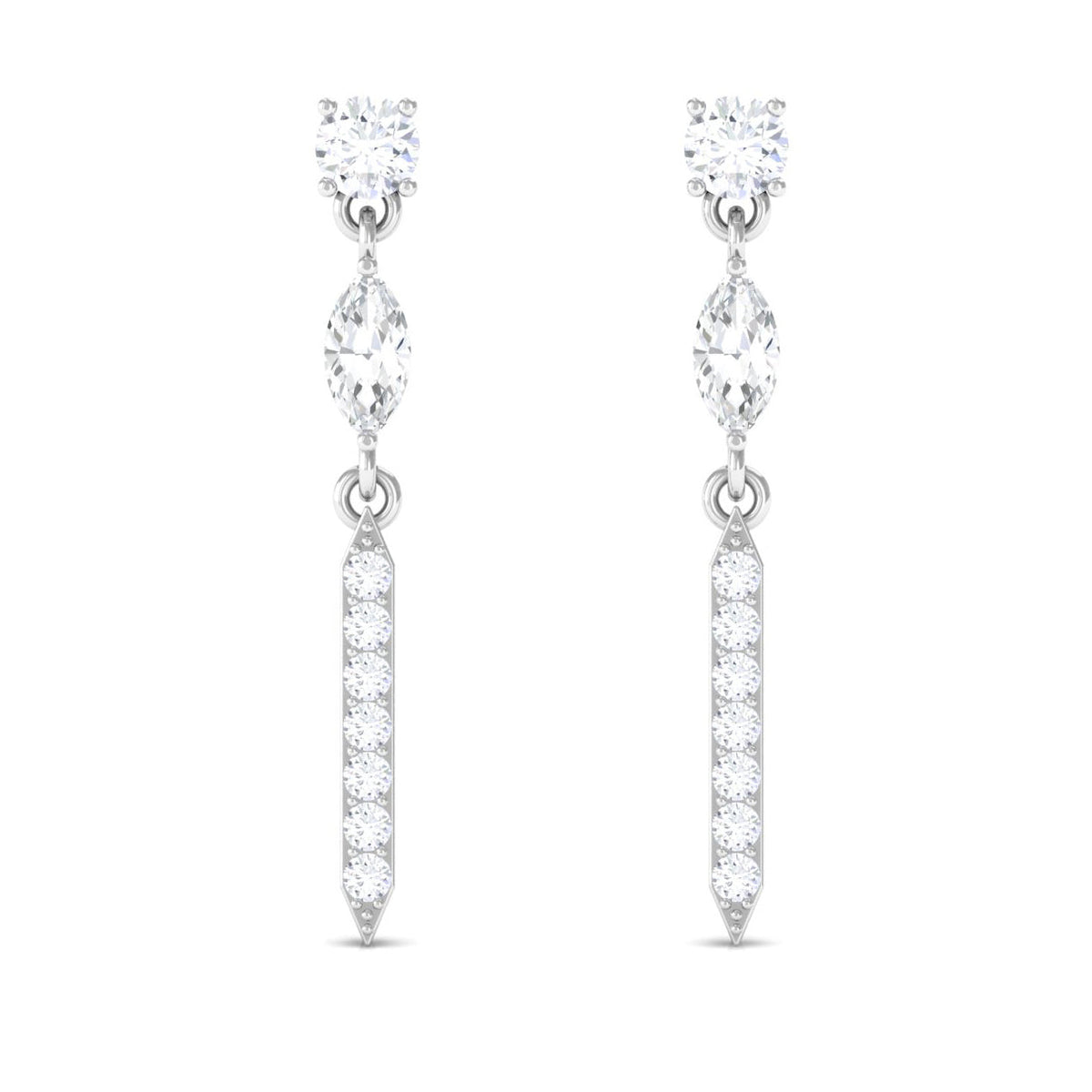 Moissanite Minimal Dangle Earrings with Screw Back