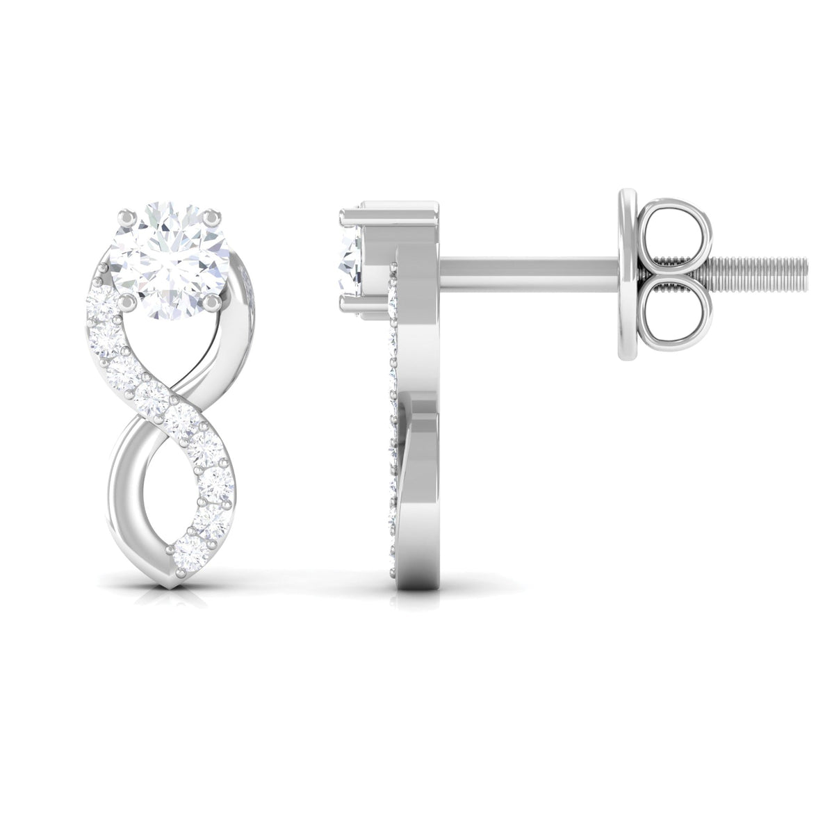 Certified Moissanite Infinity Stud Earrings for Women