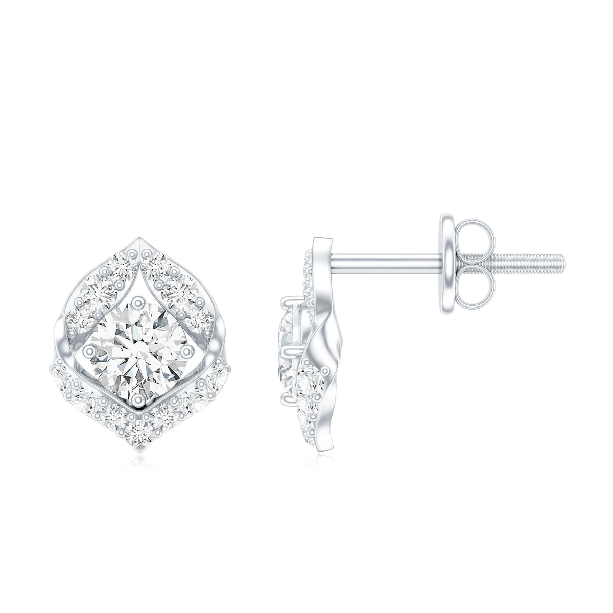 0.6 Carat Moissanite Petal Stud Earrings with Screw Back