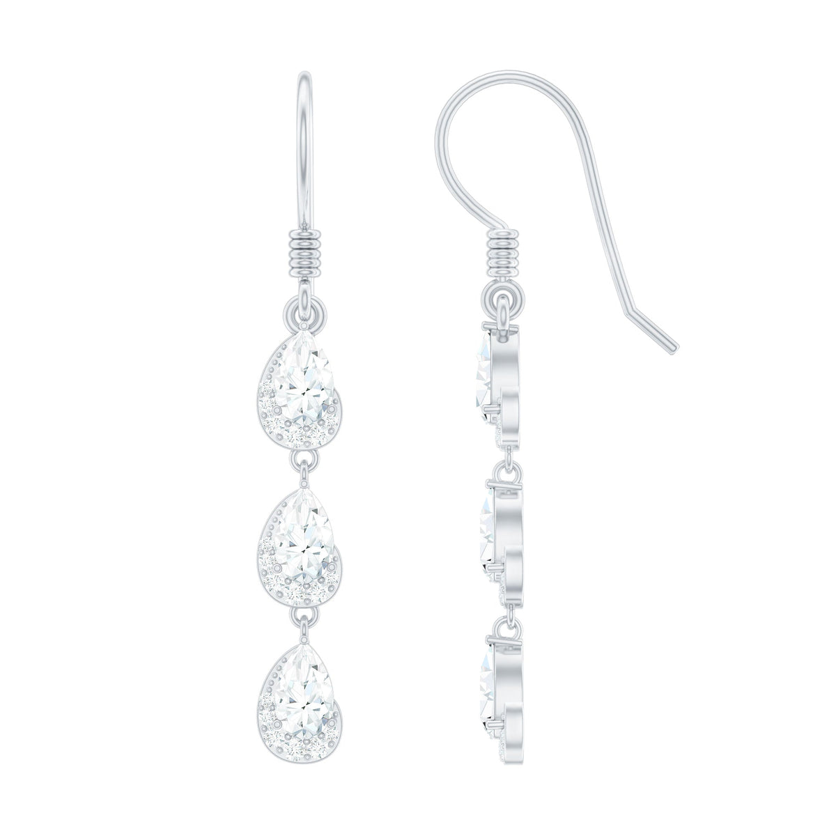 Certified Moissanite Dangling Wedding Earrings for Bride