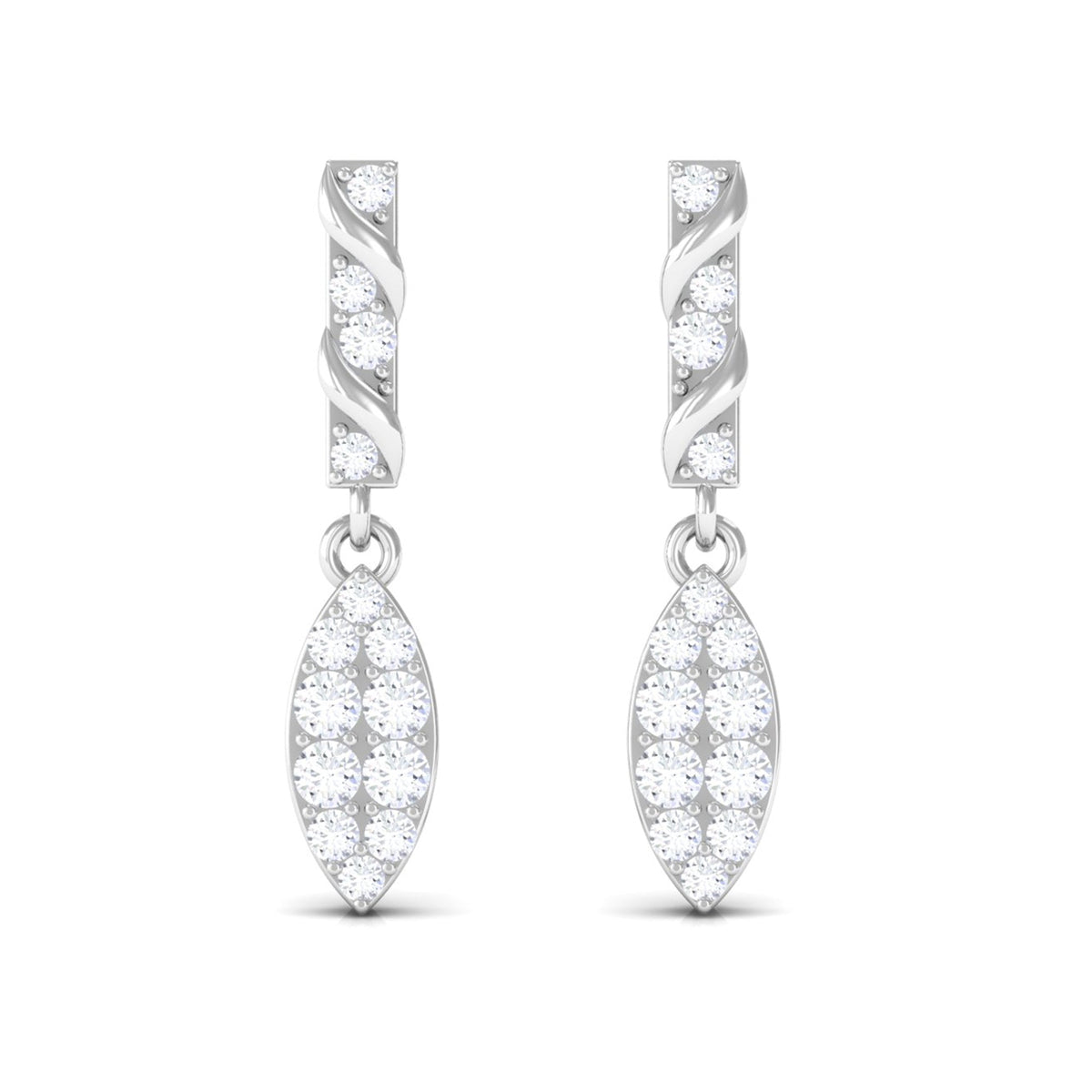 Certified Moissanite Leaf Dangle Drop Earrings