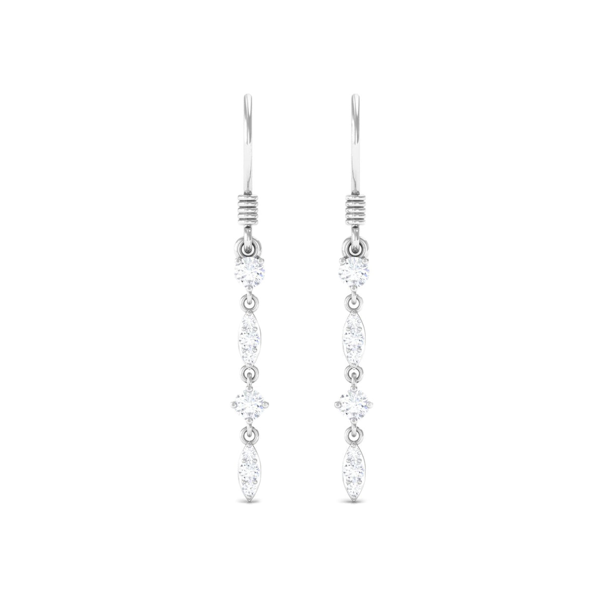 Womens Moissanite Dangle Earrings with Fish Hook