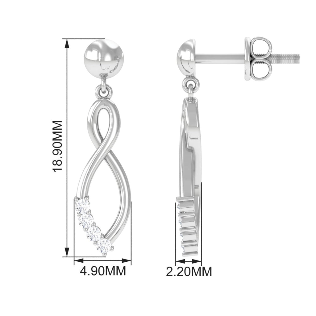 Certified Moissanite Infinity Drop Earrings with Screw Back
