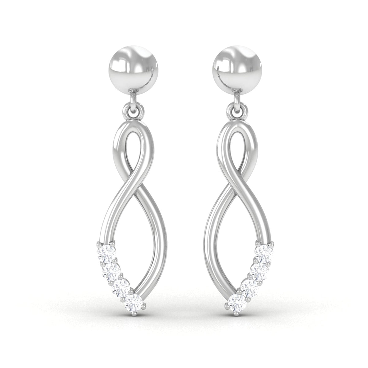 Certified Moissanite Infinity Drop Earrings with Screw Back