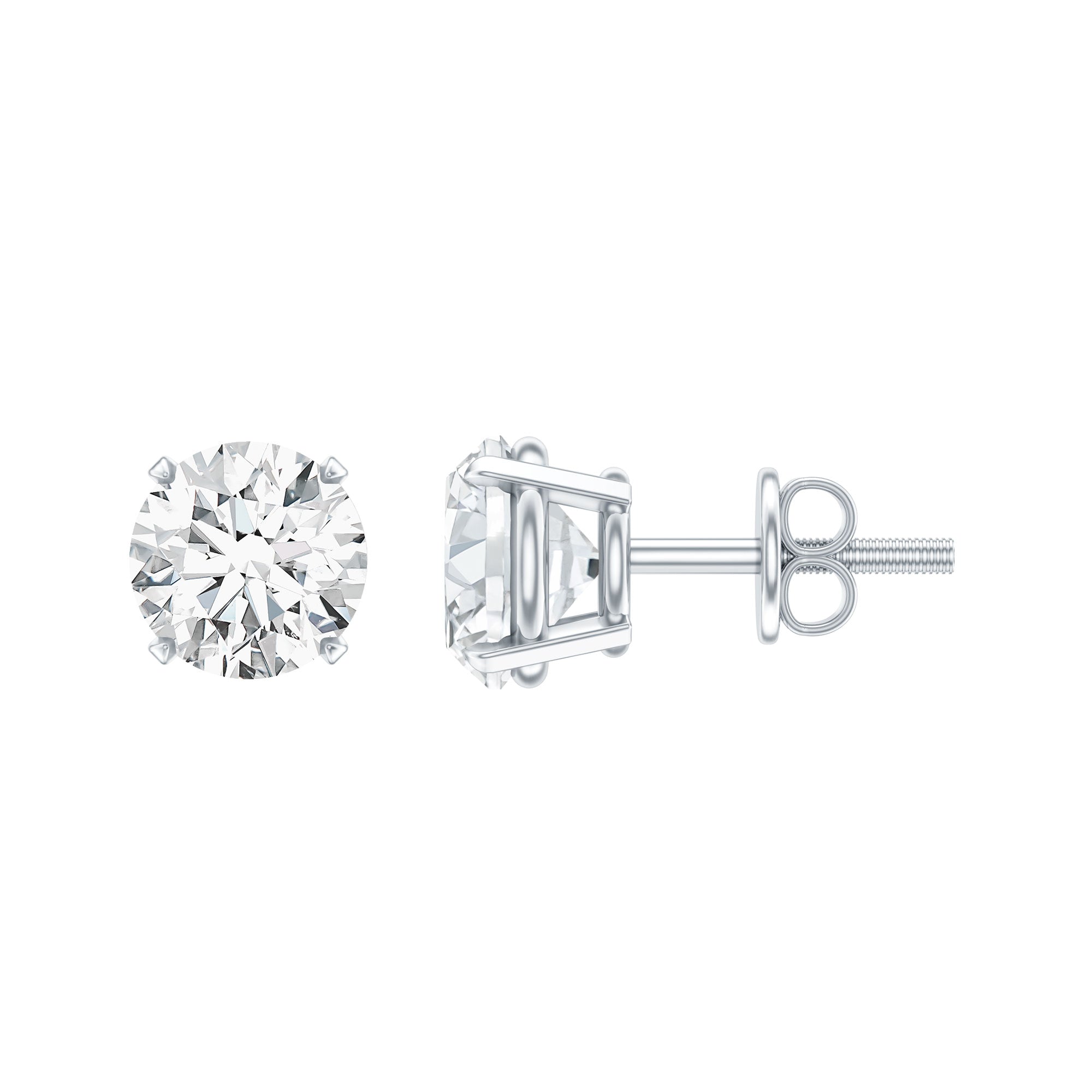 Lab Grown Diamond Solitaire Stud Earrings with Screw Back